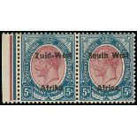 South West Africa 1923 (31 Mar.) Setting II 5/- purple and blue horizontal pair with narrow Jubilee