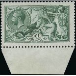 Great Britain King George V Issues 1913 Waterlow £1 dull blue-green, unmounted mint from the foot o