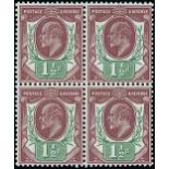 Great Britain King Edward VII Issues 1911-13 Somerset House 1½d. deep plum and deep green, block of