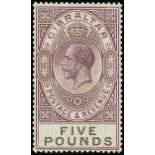 Gibraltar 1925-32 £5 violet and black, original gum;