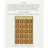 Sarawak 1871 Sir Charles Brooke 3c. Stone 3, Pane E (Stage 1), a block of twenty with sheet margin