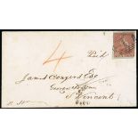 Barbados Britannia Issue Covers St. Vincent 1860 (12 Mar.) envelope to George Town,