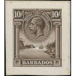 Barbados 1926 De La Rue Essay 10/- sepia photo essay showing sailing ship at rest in a river and wi