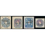 Barbados Revenue Stamps 1916 Embossed selection comprising 3d., 6d. (2), 1/- and 10/-