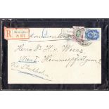 Finland 1901 mourning envelope registered from Helsinki to Vienna bearing 1891 ring type 50k. gree