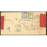 Palestine 1939 (14 Dec.) censored envelope to Tel Aviv, taxed on arrival