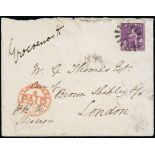 Barbados Britannia Issue Covers United Kingdom 1877 (28 Apr.) envelope from St. John to London,