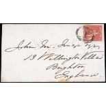 Barbados Britannia Issue Covers United Kingdom 1861 (25 Feb.) envelope to Brighton, bearing 1858 6d