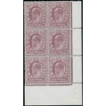 Great Britain King Edward VII Issues 1911-13 Somerset House — 6d. dull reddish purple, block of six