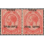 South West Africa 1923 (1 Jan.-17 June) Issued Stamps 1d. rose-red horizontal pair, variety overpri