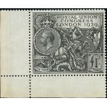 Great Britain King George V Issues 1929 Postal Union Congress £1 black, unmounted mint from lower l
