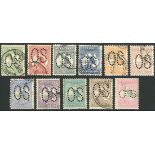 Australia Official Stamps 1913 1st. wmk., large "OS" ½d. to 2/- less 3d. plus 1915-28 3rd. wmk 10/-