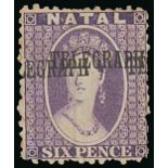 Telegraph Stamps Commonwealth Issues Natal 1888 6d. violet locally overprinted "telegraph" variety