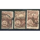 New Zealand 1899-1903 Local Print, Perforation 11, No Watermark 5d. Otira Gorge, two with double ho