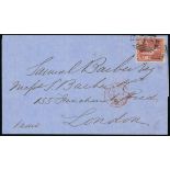 Barbados Britannia Issue Covers United Kingdom 1861 (25 Jan.) envelope to London,