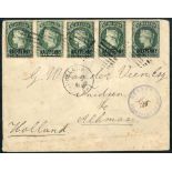 St. Helena 1900 (6 July) envelope top Holland bearing 1884-94 ½d. (5),