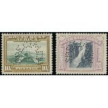 South West Africa 1931 Pictorial 10/- green and olive-green and 20/- indigo and reddish lilac perf