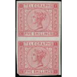 Telegraph Stamps Post Office Telegraph Stamps 1876 5/- rose, plate 1, EH-EI, imperforate imprimatur