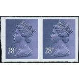 Great Britain Queen Elizabeth II Issues 1971-2012 Machins — 28p. deep violet, imperforate pair. Fin