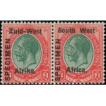 South West Africa 1923 (1 Jan.-17 June) Specimen Stamps 1d. to £1 in horizontal pairs, all overprin