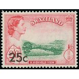 Swaziland 1961 Decimal Surcharge Issue 25c. on 2/6d. emerald and carmine-red, surcharge type II at