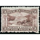 New Zealand 1902-07 Local Print, Single Lined Watermark, Perf. 11 9d. Pink Terraces, the rare brown