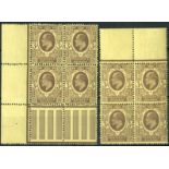 Great Britain King Edward VII Issues 1911 Harrison and Sons, Perforation 15 x 14 3d. purple on lemo