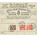 Telegraph Stamps Telegraphic usage of postage stamps 1925 Wembley Exhibition souvenir telegram form