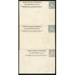 Barbados Postal Stationery Post Cards 1881 formular cards collection in a selection of sizes on var