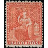 Barbados 1872 watermark Small Star, perf. 11 to 13x14½ to 15½, 4d. dull vermilion,