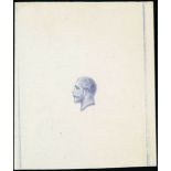 Colonial Die Proofs De La Rue King George V Large engraved head in blue on semi-glazed wove paper (