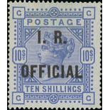 Great Britain Official Inland Revenue Issues of 1884-88 10/- cobalt on white paper, GG, original gu