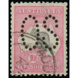 Australia Official Stamps 1913 1st. wmk., large "OS" 10/- grey and pink, a neatly cancelled by c.d.