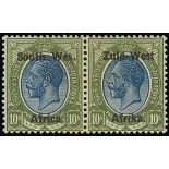 South West Africa 1923 (1 Jan.-17 June) Issued Stamps 10/- blue and olive-green horizontal pair, va