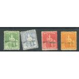 Barbados 1876-81 Crown CC, Perf. 14 Cancelled and Specimen Stamps ½d., 1d., 4d. and 6d.,