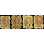 Sarawak 1869 Sir James Brooke 3c. Issued Stamps A used range variously cancelled comprising square