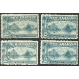 New Zealand 1898 Pictorials, London Printing 2/- Milford Sound, blue-green, grey-green (2) and deep