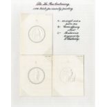 De La Rue Embossing 1884 (2 Jan.) series of three embossed proofs showing allegorical figures, eac