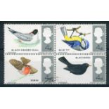 Great Britain Queen Elizabeth II Issues 1966 British Birds 4d. ordinary, se-tenant block of four, v