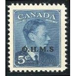 Canada Official Stamps 1949-50 5c. blue with missing stop after "s", fine unmounted mint.