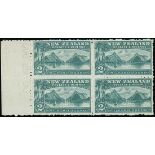 New Zealand 1902-07 Local Print, Single Lined Watermark, Perf. 11 2/- Milford Sound, block of four