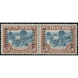 South Africa Official Stamps 1930-47 2/6d. blue and brown horizontal pair, variety diaresis on seco