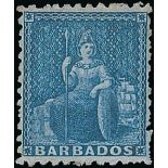 Barbados 1861-70 Issue Prepared for use but not issued Perf. 11 to 12½ (1d.) blue,