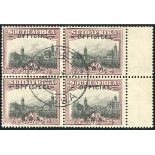 South West Africa Official Stamps 1929 (May) 2d, grey and purple block of four with interpanneau ma