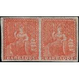 Barbados 1861-70 Issue Issued Stamps (4d.) dull vermilion horizontal pair,