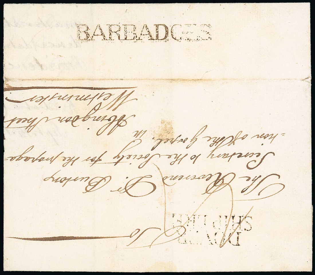 Barbados Early Letters and Handstamps 1766 (30 May) entire to Rev. Dr. Burton at the Christian Miss