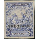 Barbados 1925-35 Badge of the Colony Issue Imperforate Plate Proofs 2½d. bright ultramarine on gumm