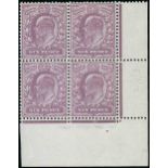 Great Britain King Edward VII Issues 1911-13 Somerset House — 6d. dull lilac, block of four