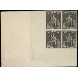 Barbados 1858 (10th. Nov.) No Watermark, Imperforate Imperforate Plate Proofs 1/- black lower left