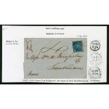 Barbados Britannia Issue Covers St. Lucia 1854 (27 Oct.) entire rated "4", bearing 1852-55 (1d.) bl